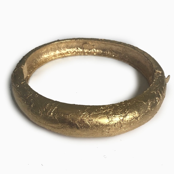 Givenchy Bracelet Hinged Bangle Gold Foil Stamp Vintage HTF Luxury - Picture 2 of 8